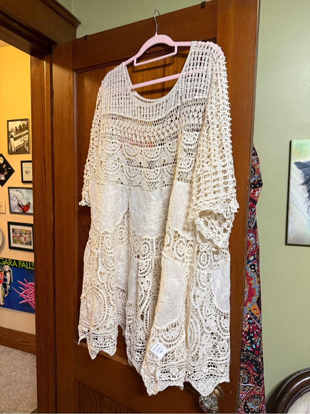 Cream Crochet Lace Boho Tunic - Brand Unspecified